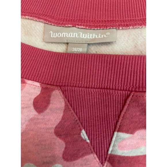 Woman Within +26/28 Pink Camouflage Fleece Ribbed Trim Long Sleeve Sweatshirt - Picture 6 of 6